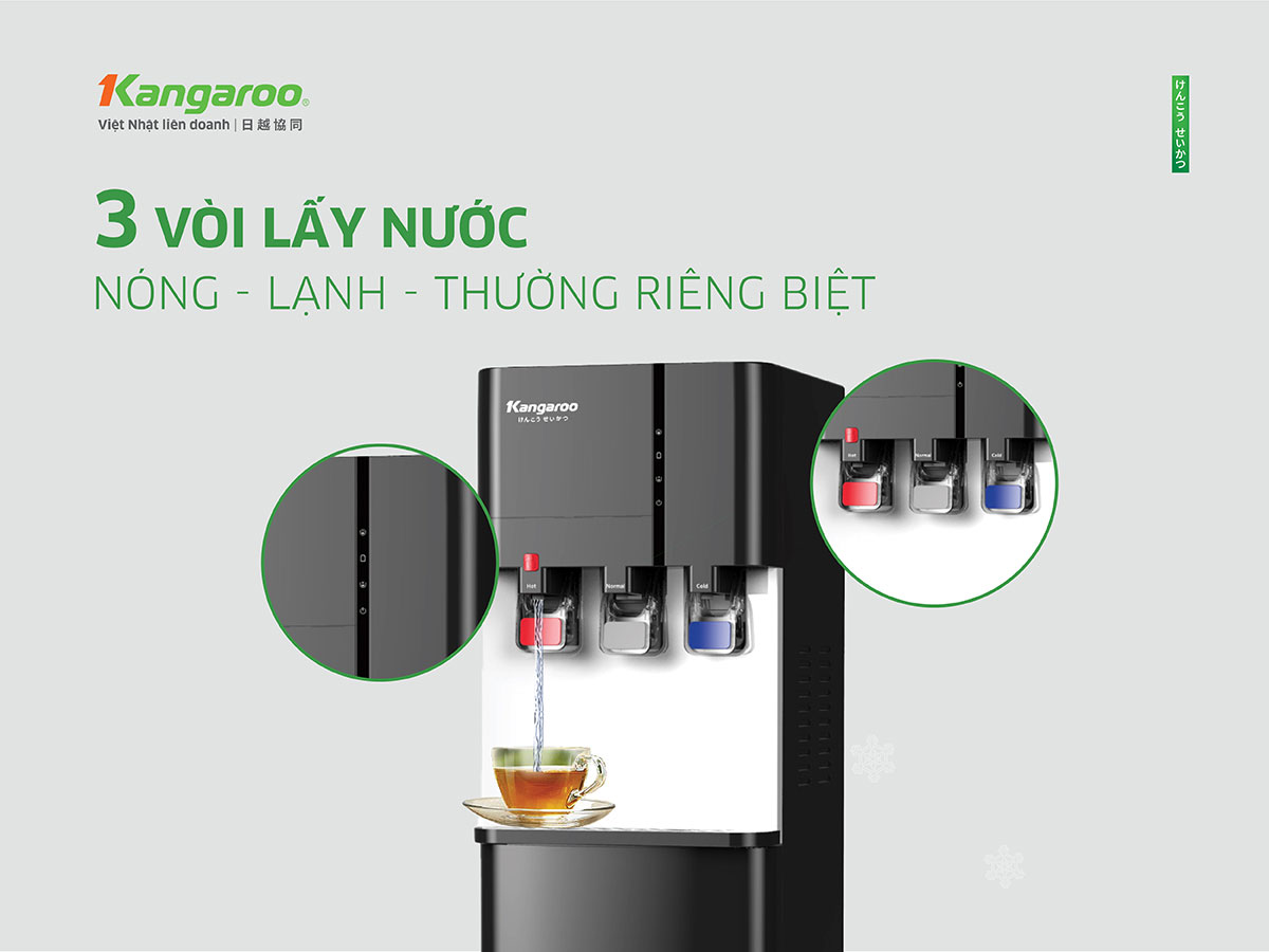 Cây nước nóng lạnh Kangaroo KG599A3 3 vòi lấy nước nóng -lạnh-thường riêng biệt